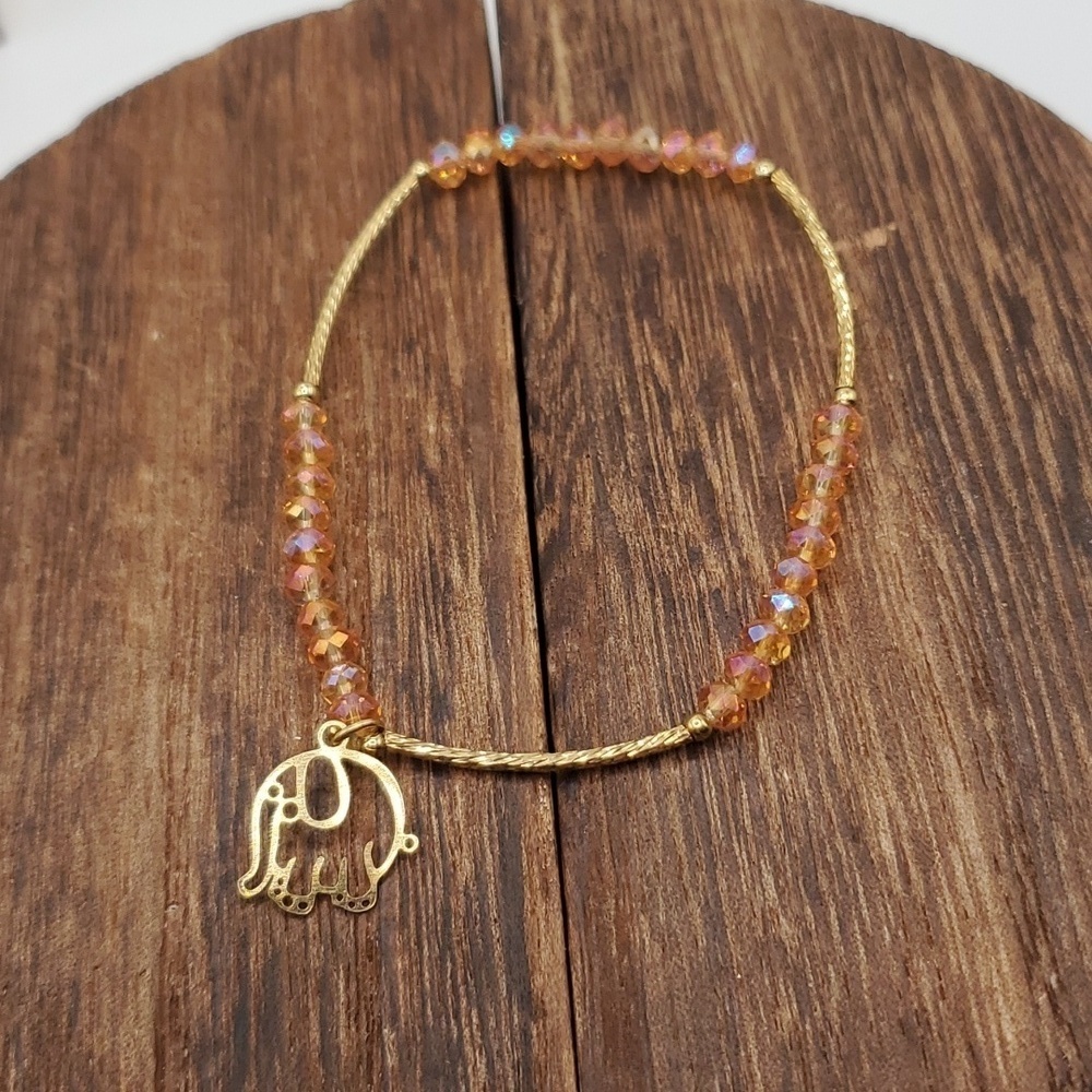 B203 elephant‎ crystal lace bracelet